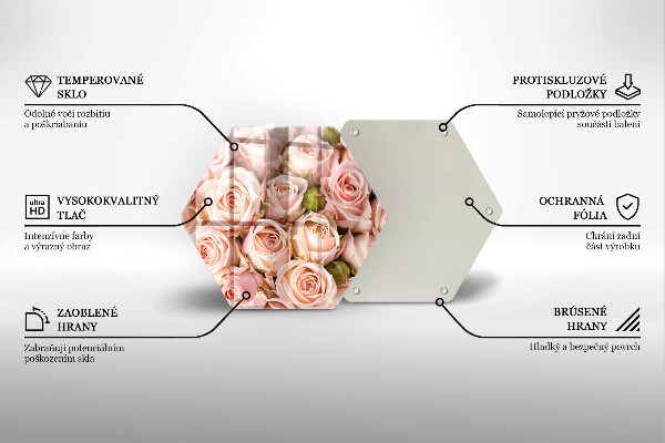 Skärbräda glas sexhörning Bukett fina rosor