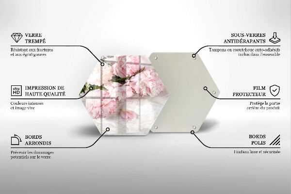 Skärbräda glas sexhörning Delika rosor blommor