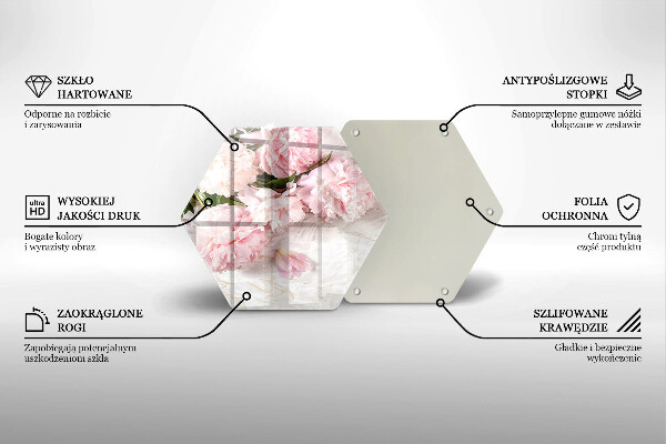 Skärbräda glas sexhörning Delika rosor blommor