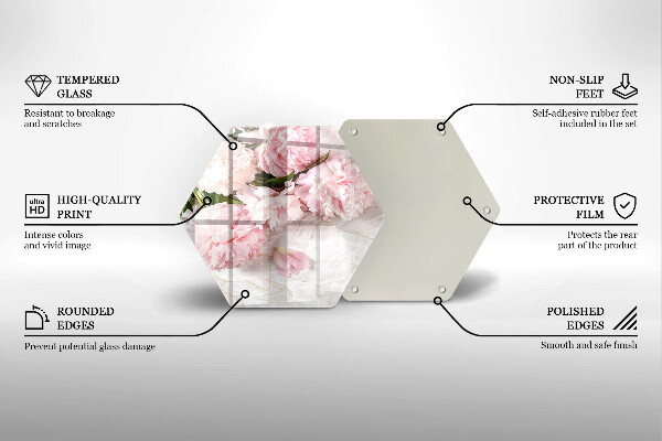 Skärbräda glas sexhörning Delika rosor blommor