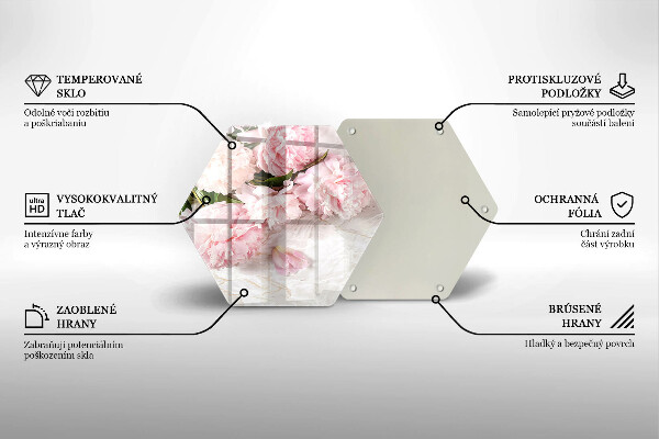 Skärbräda glas sexhörning Delika rosor blommor