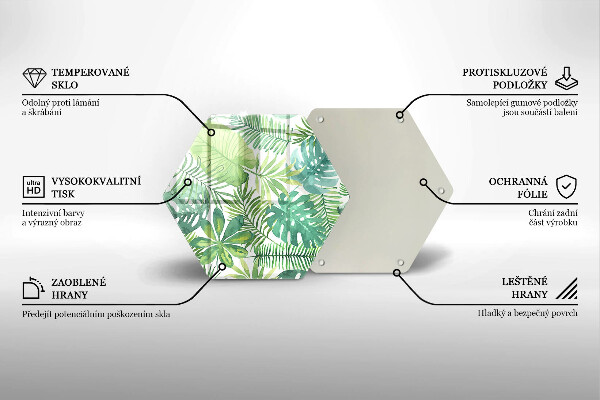 Skärbräda glas sexhörning Akvarell boho blad