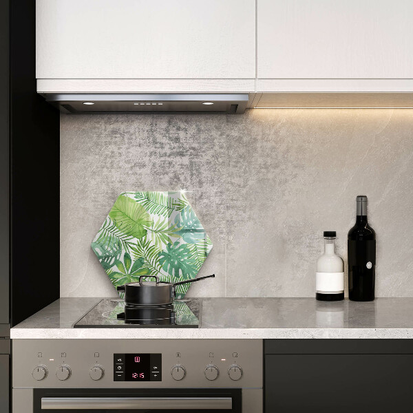 Skärbräda glas sexhörning Akvarell boho blad