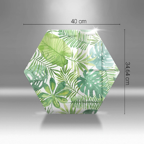 Skärbräda glas sexhörning Akvarell boho blad