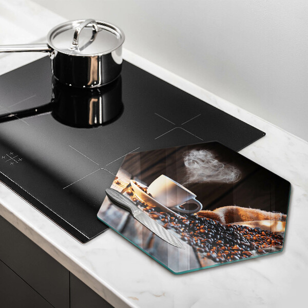 Skärbräda glas sexhörning Kaffekopp och hjärta