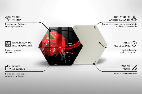 Skärbräda glas sexhörning Röd paprika i vatten