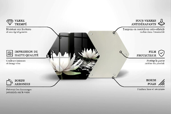 Skärbräda glas sexhörning Vita liljor på vattnet