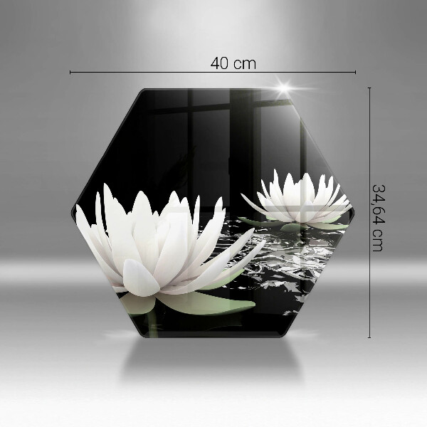 Skärbräda glas sexhörning Vita liljor på vattnet