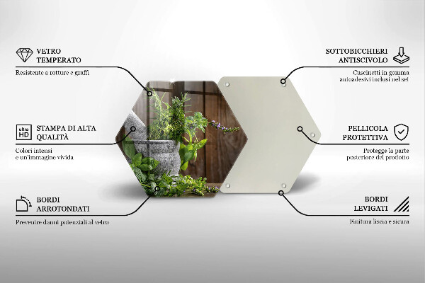 Skärbräda glas sexhörning Planterar örter och trä