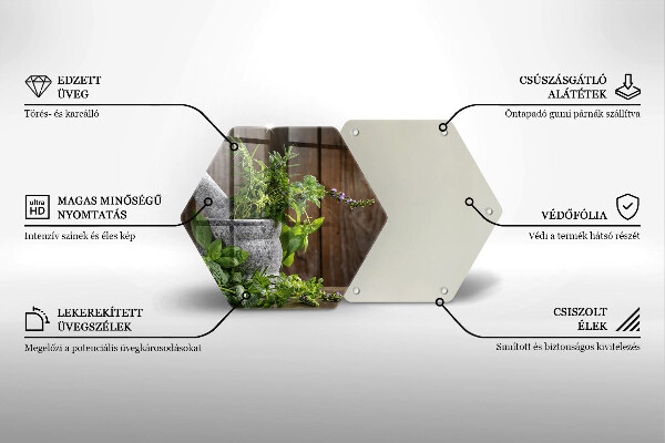 Skärbräda glas sexhörning Planterar örter och trä