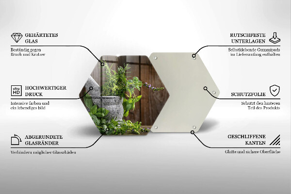 Skärbräda glas sexhörning Planterar örter och trä