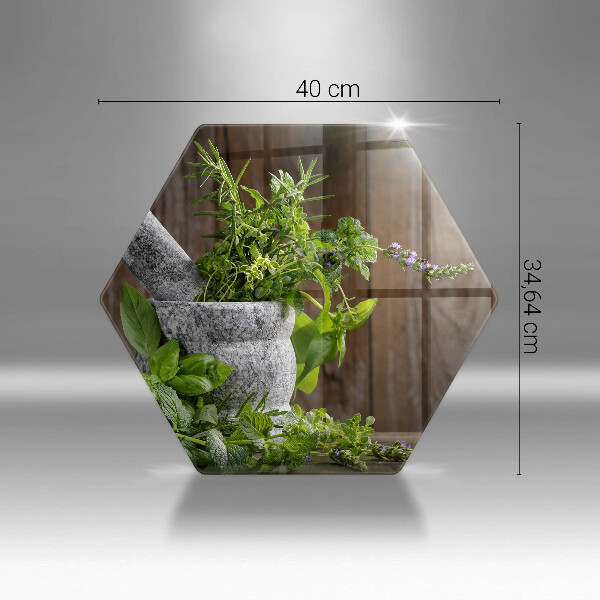 Skärbräda glas sexhörning Planterar örter och trä