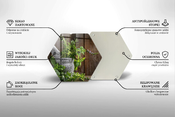 Skärbräda glas sexhörning Planterar örter och trä