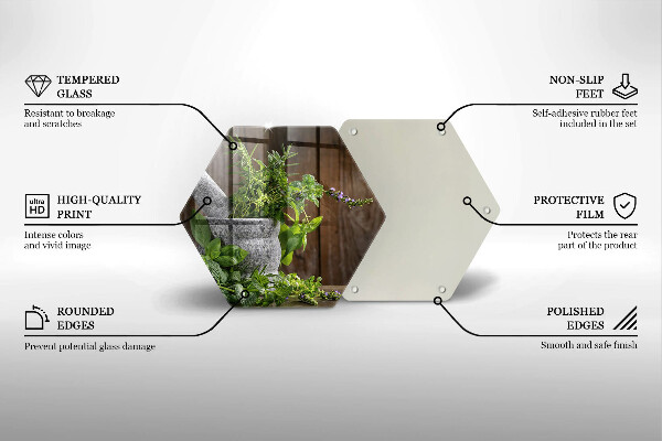 Skärbräda glas sexhörning Planterar örter och trä