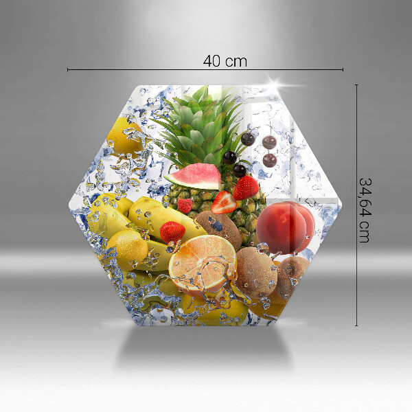 Skärbräda glas sexhörning Saftig frukt och vatten