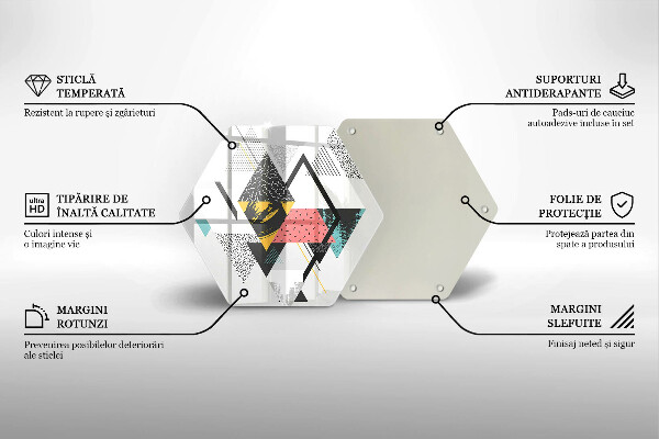 Skärbräda glas sexhörning Abstrakta trianglar