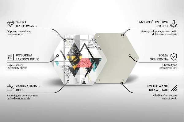 Skärbräda glas sexhörning Abstrakta trianglar