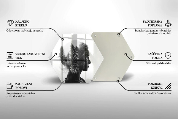 Skärbräda glas sexhörning Kvinna och skog