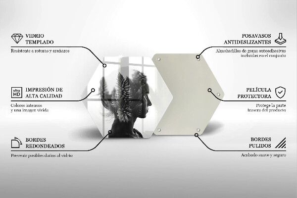 Skärbräda glas sexhörning Kvinna och skog