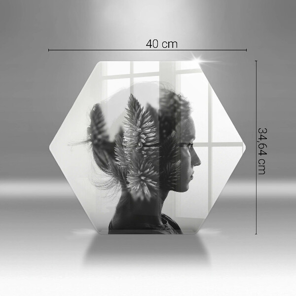 Skärbräda glas sexhörning Kvinna och skog