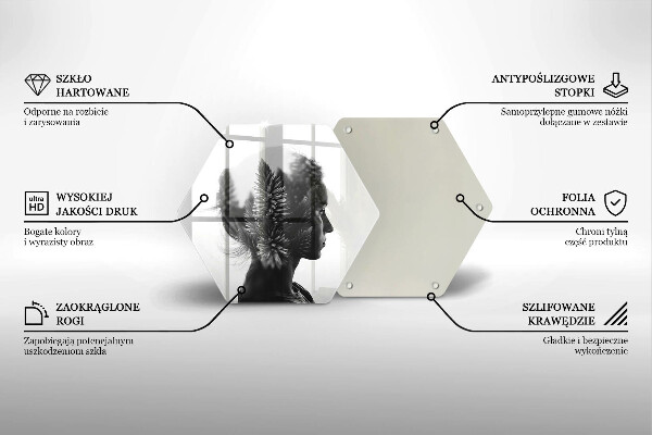 Skärbräda glas sexhörning Kvinna och skog
