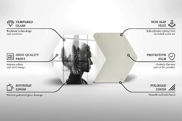 Skärbräda glas sexhörning Kvinna och skog