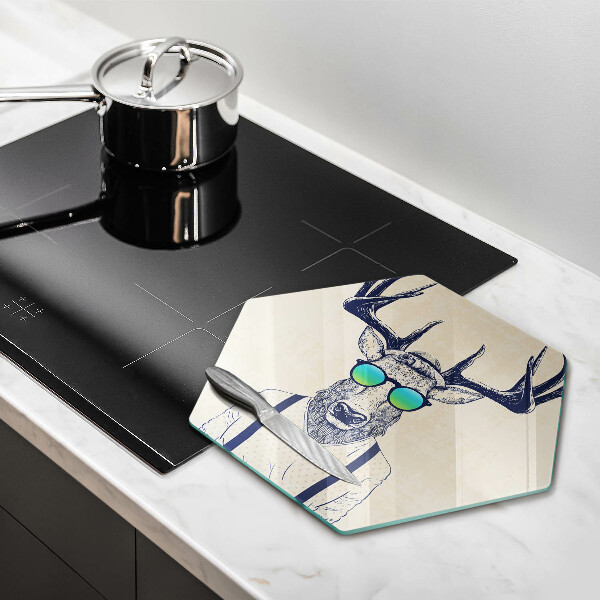 Skärbräda glas sexhörning Rådjur man illustration