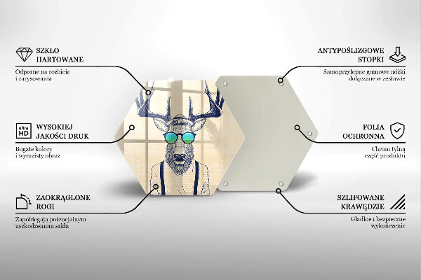 Skärbräda glas sexhörning Rådjur man illustration