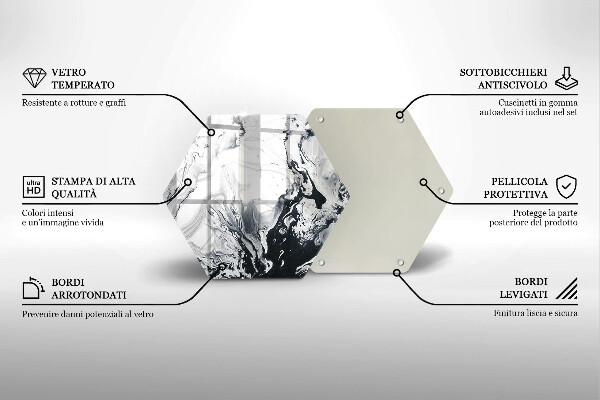 Skärbräda glas sexhörning Bläckabstraktion
