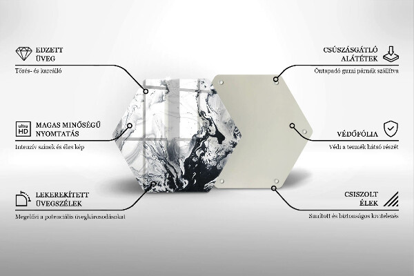 Skärbräda glas sexhörning Bläckabstraktion
