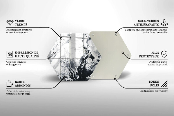 Skärbräda glas sexhörning Bläckabstraktion