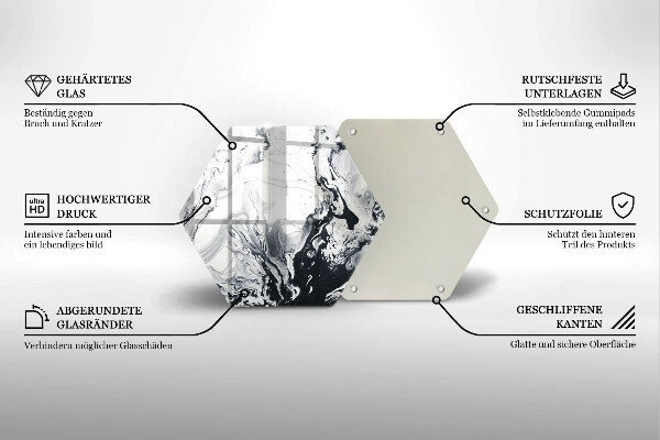 Skärbräda glas sexhörning Bläckabstraktion