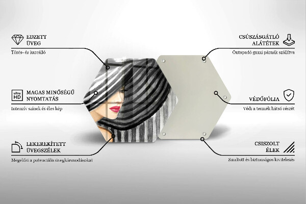 Skärbräda glas sexhörning Kvinna i hatt