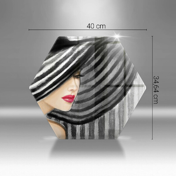 Skärbräda glas sexhörning Kvinna i hatt