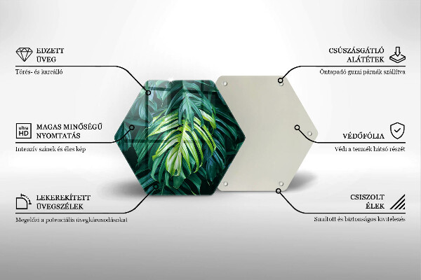 Skärbräda glas sexhörning Vilda monstera blad