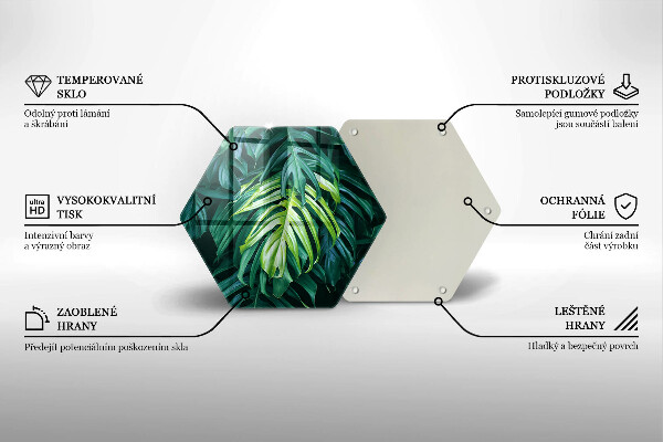 Skärbräda glas sexhörning Vilda monstera blad