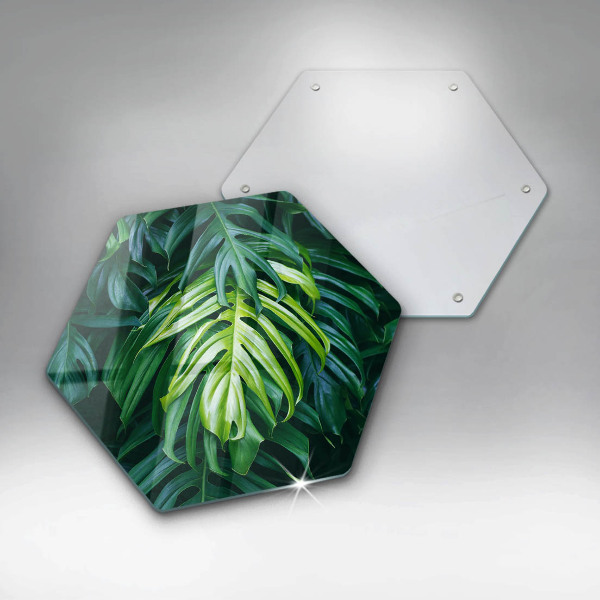 Skärbräda glas sexhörning Vilda monstera blad