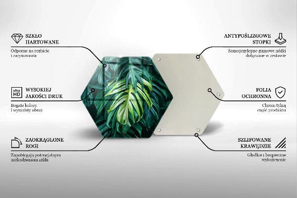 Skärbräda glas sexhörning Vilda monstera blad