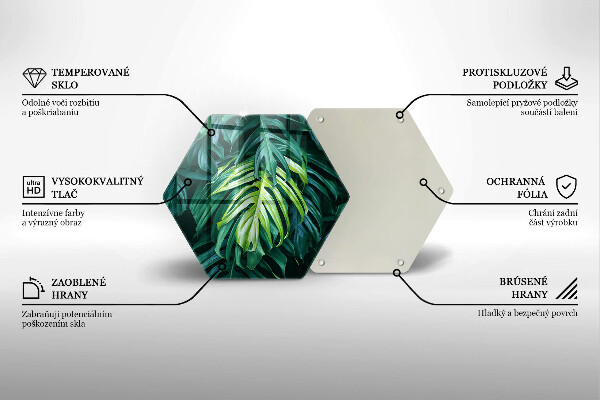 Skärbräda glas sexhörning Vilda monstera blad