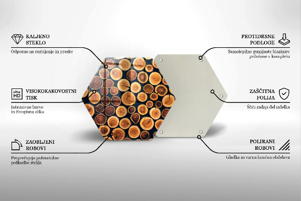 Skärbräda glas sexhörning Trästubbar