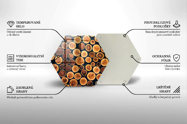 Skärbräda glas sexhörning Trästubbar