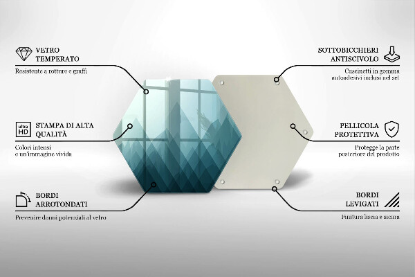 Skärbräda glas sexhörning Abstrakta berg