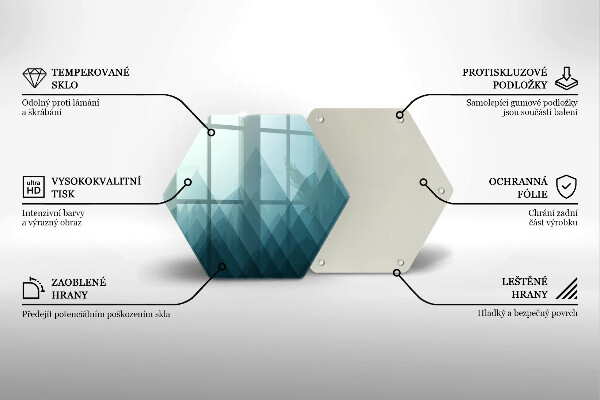 Skärbräda glas sexhörning Abstrakta berg