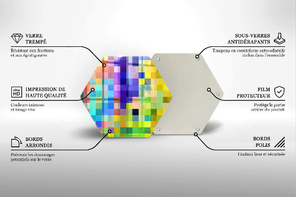 Skärbräda glas sexhörning Färgglada pixel rutor