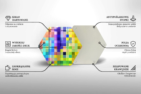 Skärbräda glas sexhörning Färgglada pixel rutor