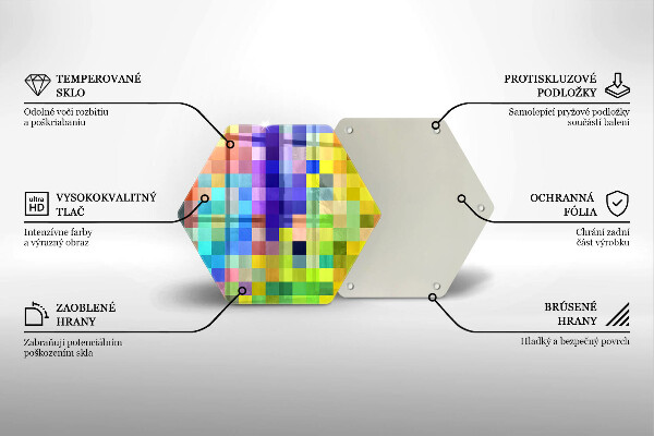 Skärbräda glas sexhörning Färgglada pixel rutor