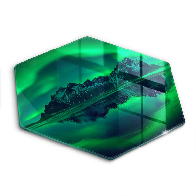 Skärbräda glas sexhörning Norrskenslandskap