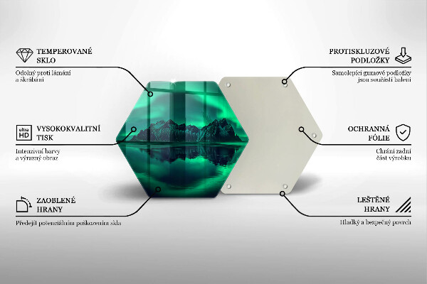 Skärbräda glas sexhörning Norrskenslandskap
