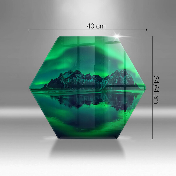 Skärbräda glas sexhörning Norrskenslandskap