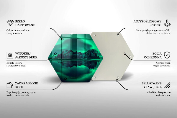 Skärbräda glas sexhörning Norrskenslandskap